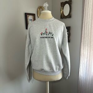 Gildan Heather Light Gray Embroidered Crewneck